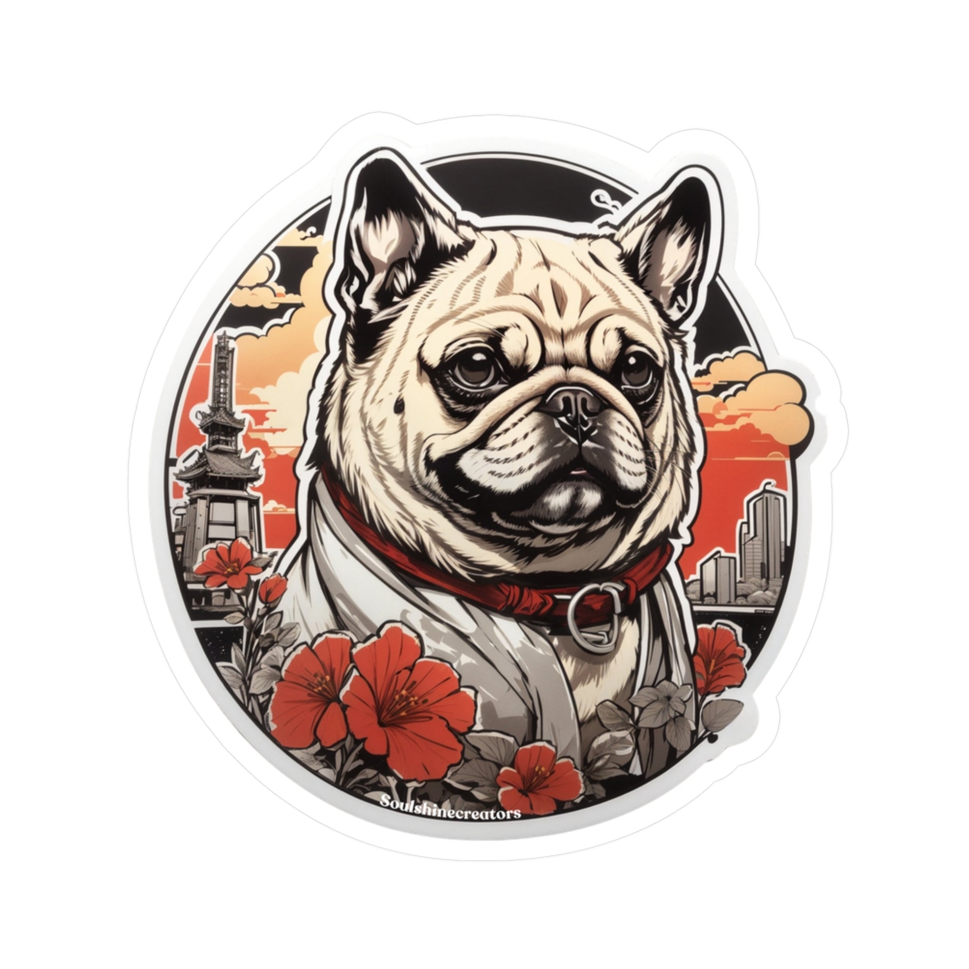 Power Animal Dog - Anime Inspired Dog Sticker - Pug