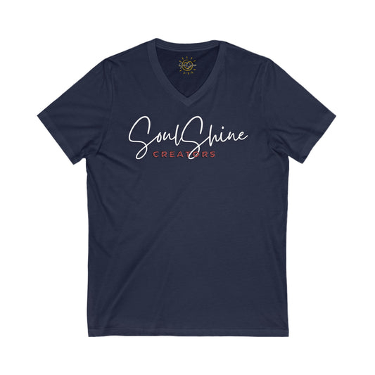 Soulshinecreators - T-Shirt - Unisex Jersey Short Sleeve V-Neck Tee