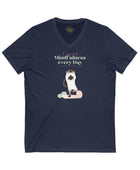 Embracing Mindfulness - Cat - Yoga - T-Shirt - Unisex Jersey Short Sleeve V-Neck Tee