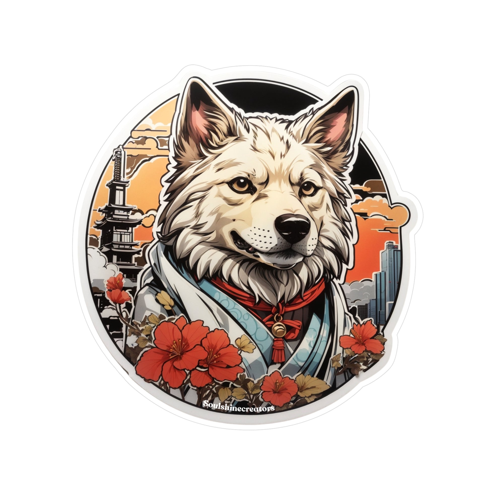Anime Inspired Dog Sticker for the Urban Adventurer