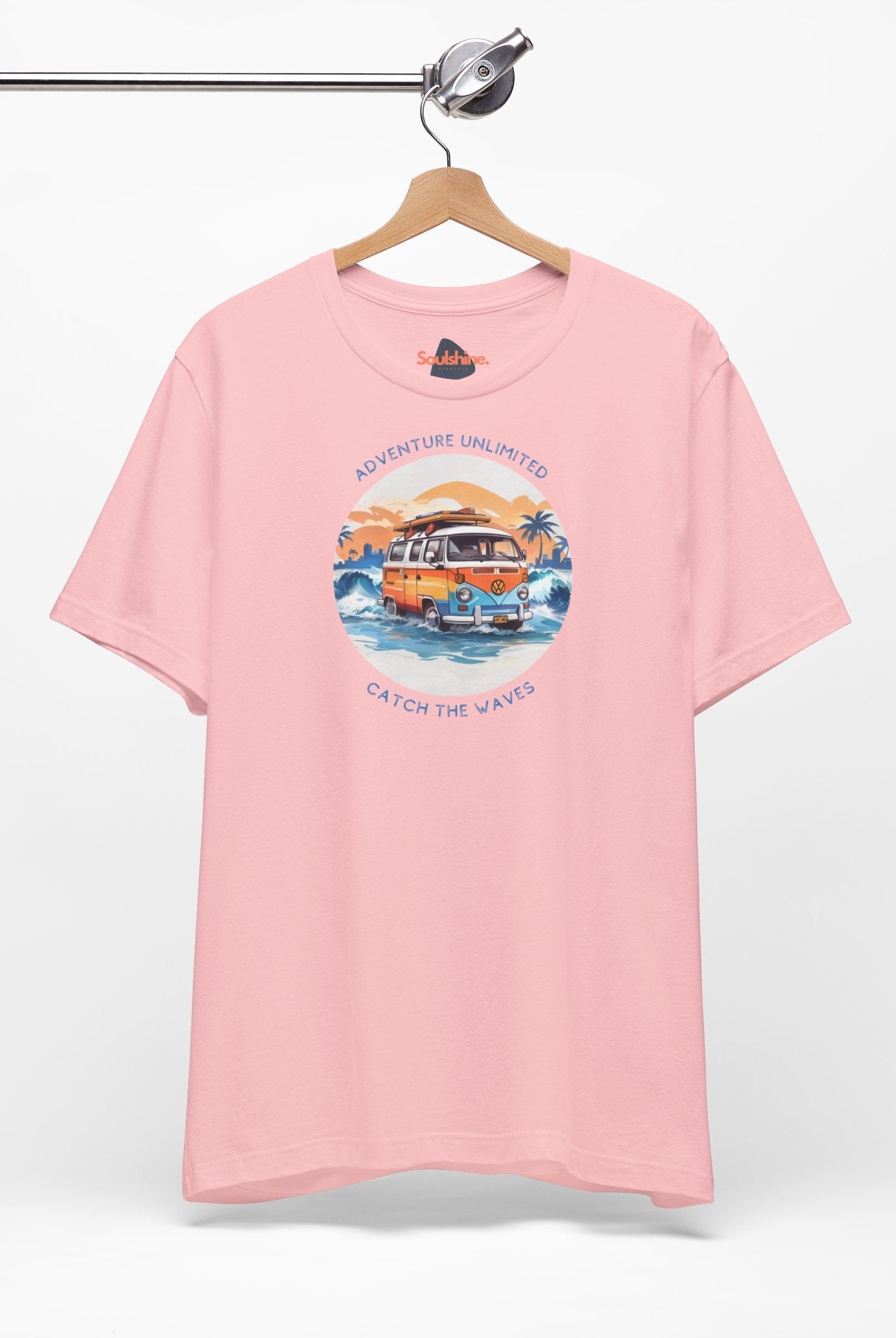 Adventure Unlimited Surfing T-Shirt with ’s on the water printed - Soulshinecreators - Bella & Canvas - EU