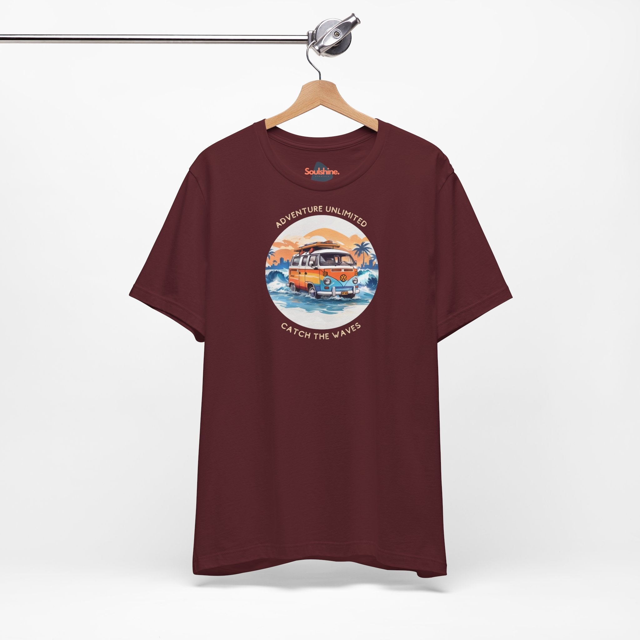 Adventure Unlimited - Surfing T-Shirt featuring ’on it’ slogan printed - Bella & Canvas EU