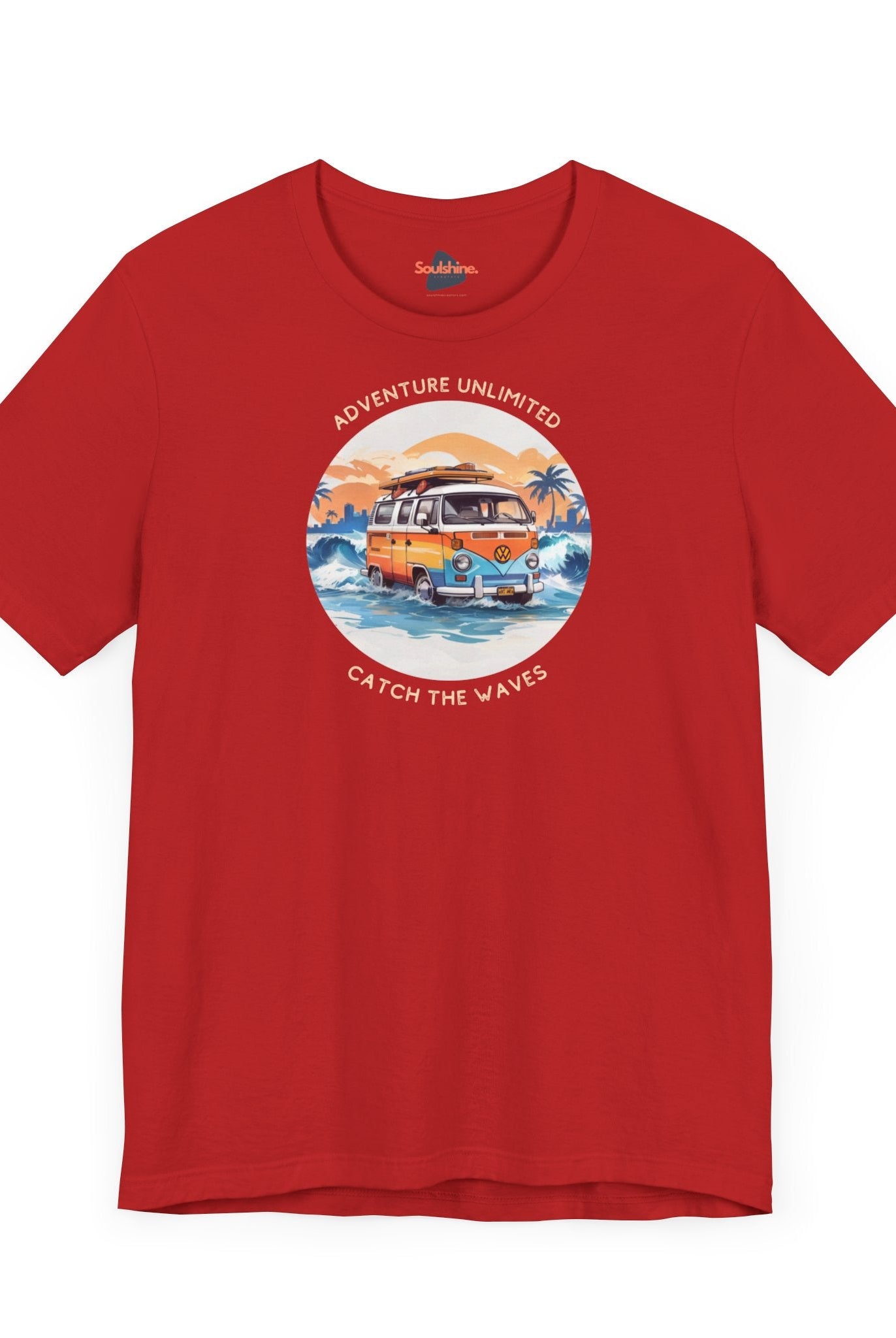 Adventure Unlimited - Surfing T-Shirt - Soulshinecreators - Bella & Canvas - EU printed camper van life t-shirt