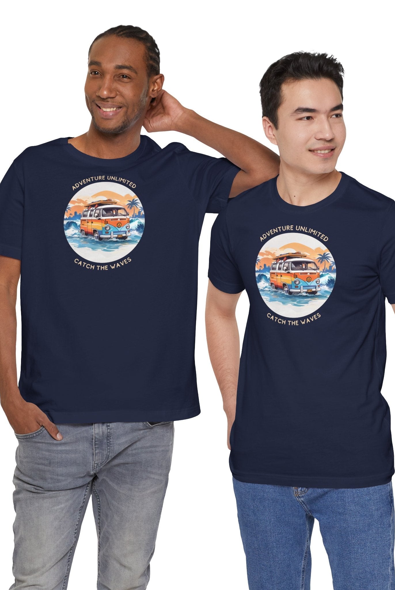 Adventure Unlimited men’s navy t-shirts with ’the best day in the world’ printed on the front