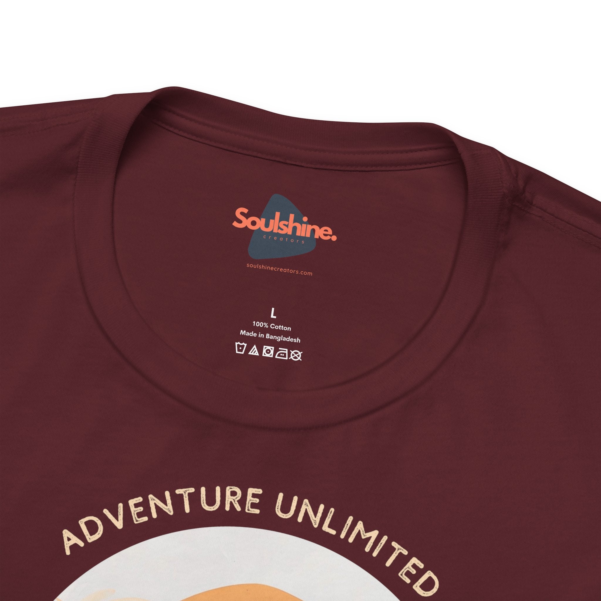Adventure Unlimited maroon t-shirt - printed Bella & Canvas EU item