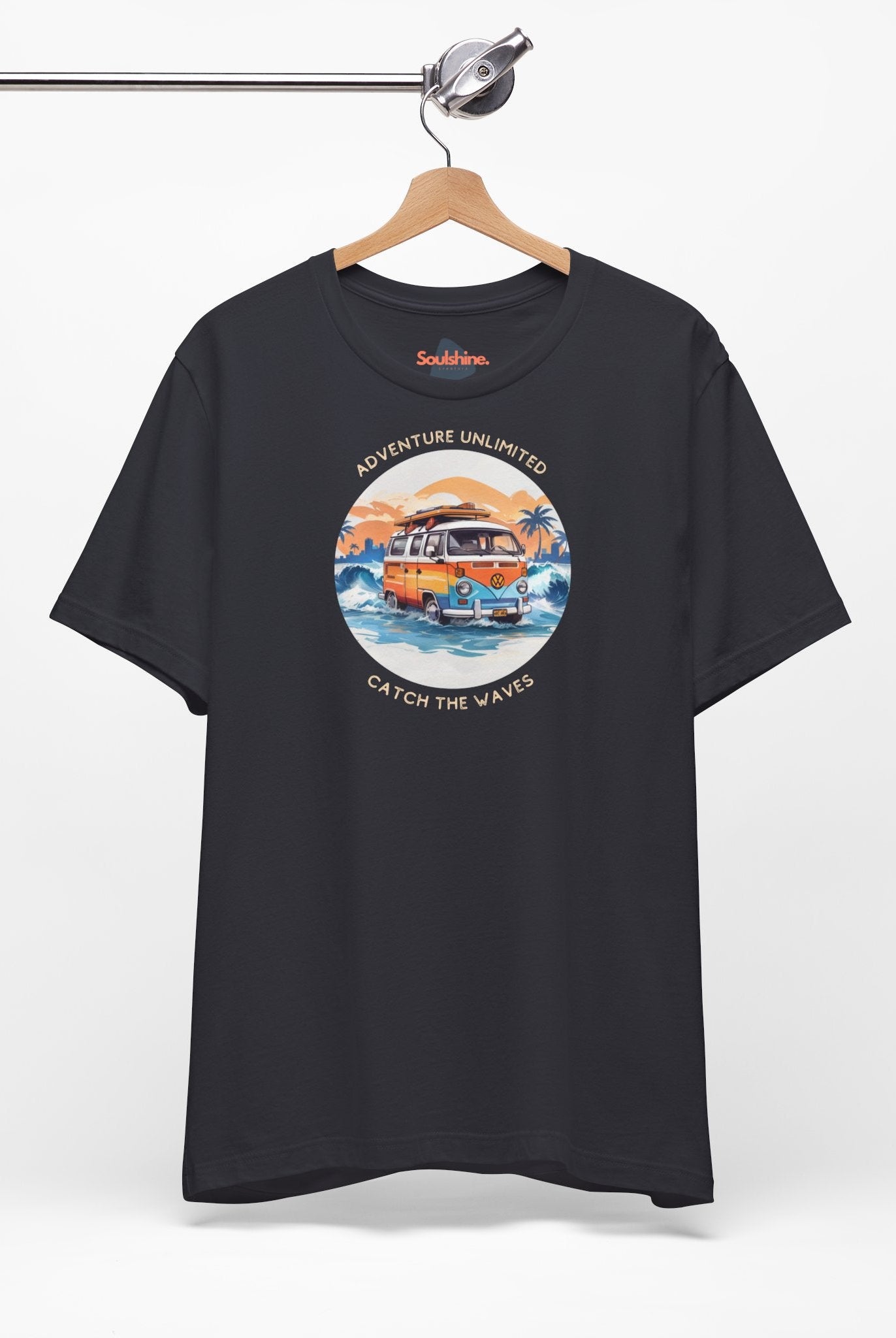 Adventure Unlimited black t-shirt with printed design - direct-to-garment item