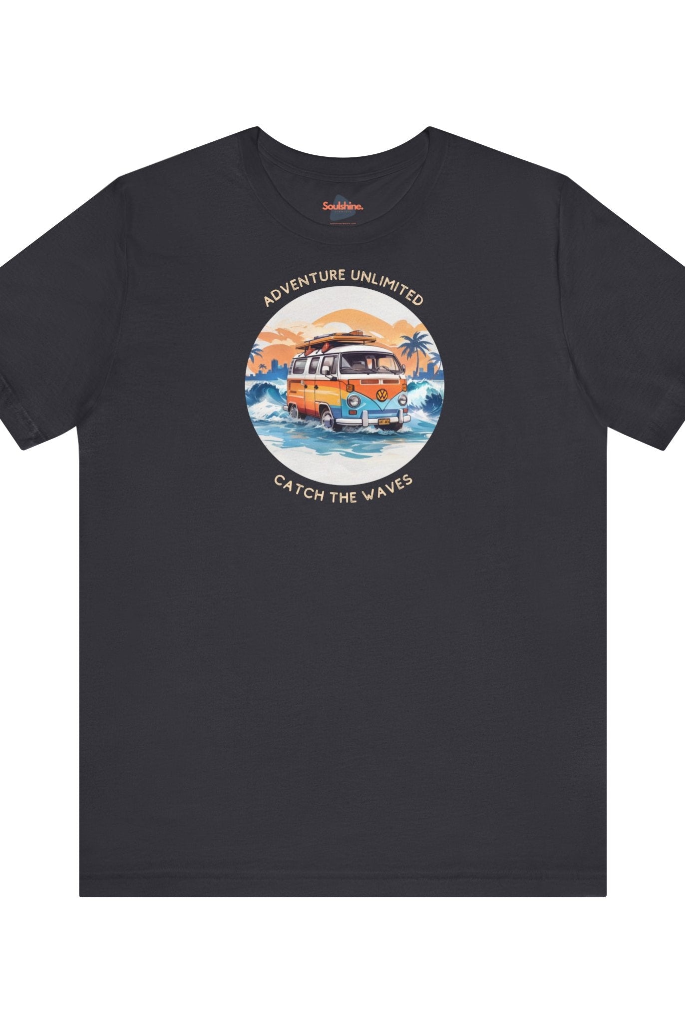 Adventure Unlimited Surfing T-Shirt by Soulshinecreators - Bella & Canvas printed black tee with ’s the answer slogan - direct-to-garment itemfrom EU