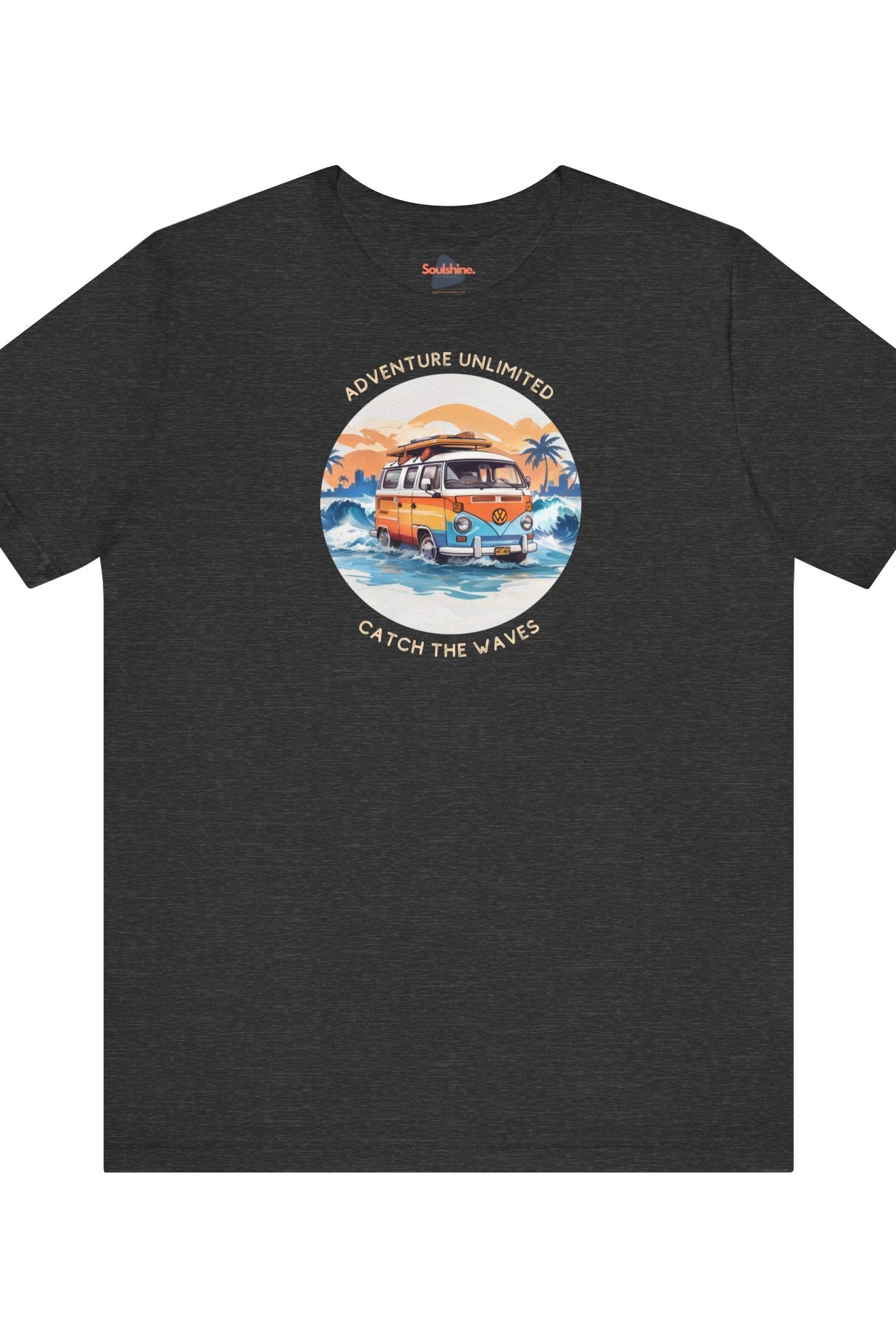 Adventure Unlimited Surfing T-Shirt - Black direct-to-garment printed item - Soulshinecreators