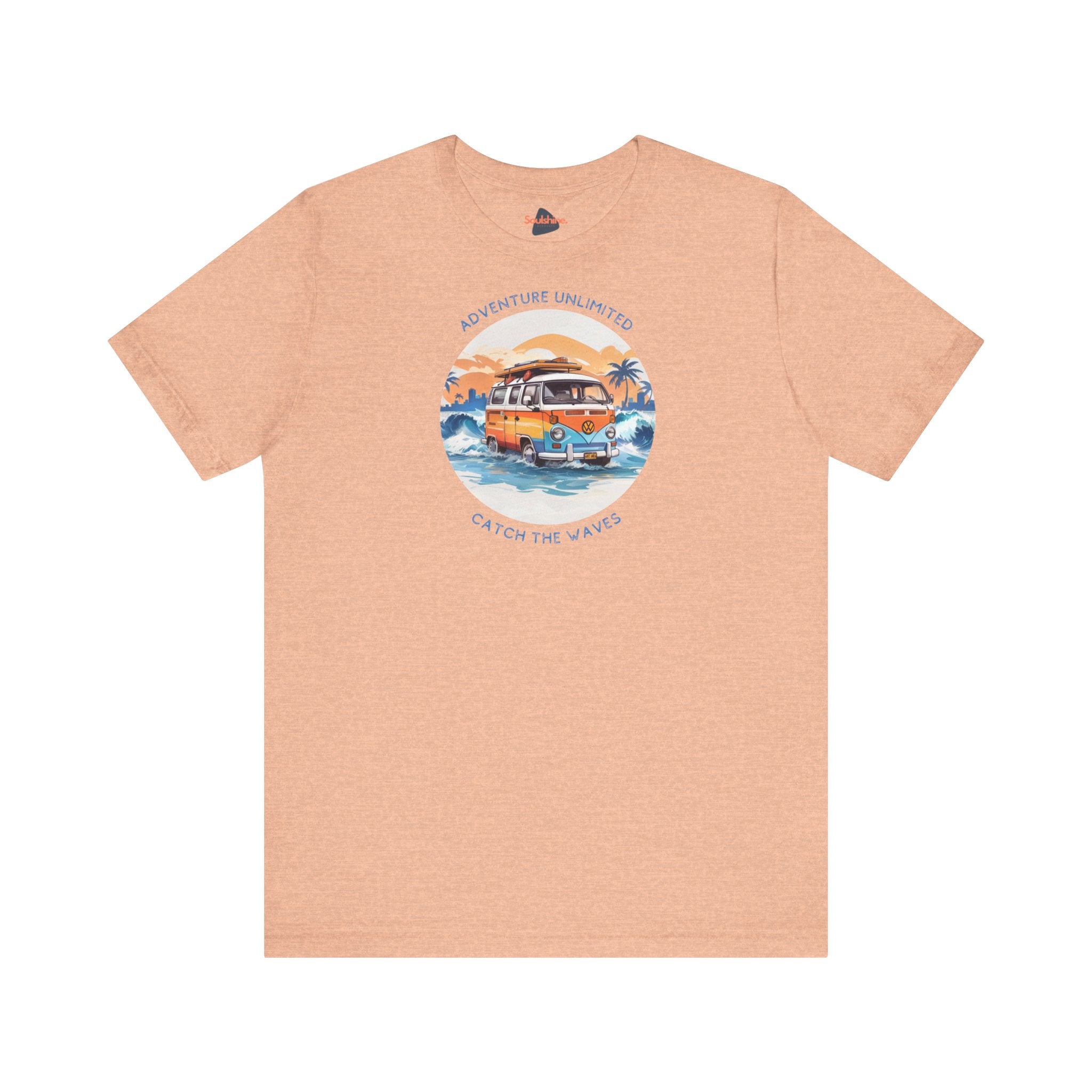 Adventure Unlimited Surfing T-Shirt with Boat Graphic and ’The Great Adventure’ Print - Bella & Canvas
