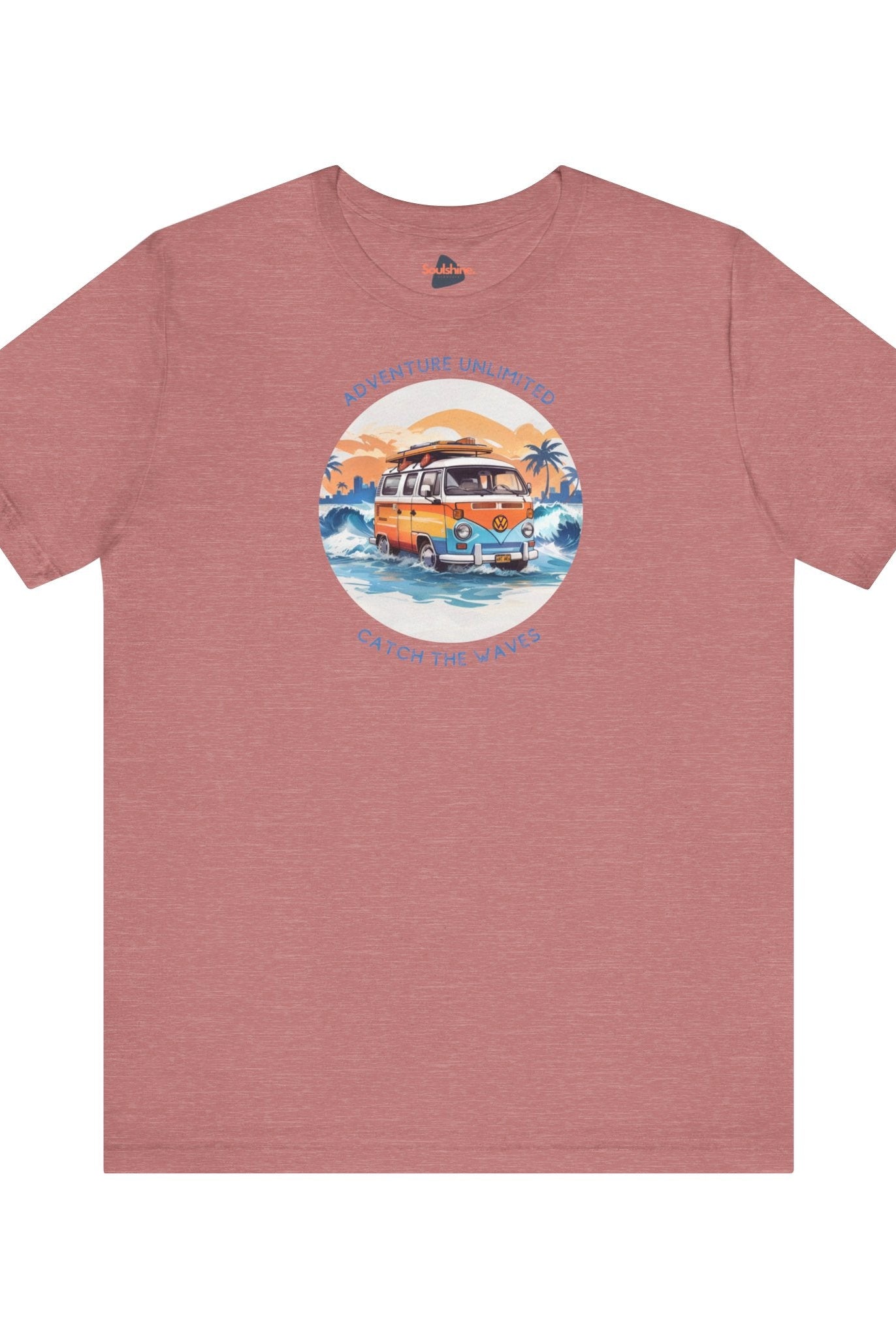 Adventure Unlimited Surfing T-Shirt with Sunset and Boat, Bella & Canvas EU Printed Item