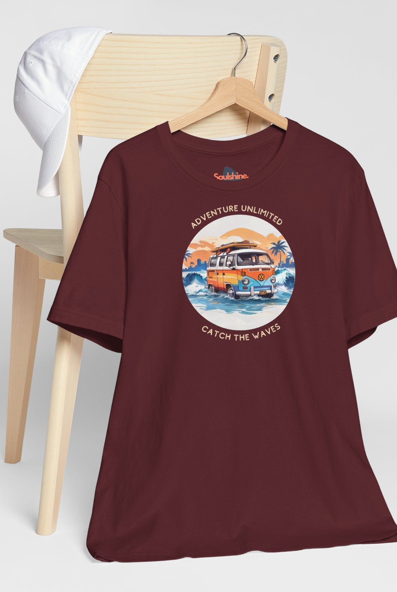 Adventure Unlimited Surfing T-Shirt printed on Bella & Canvas item