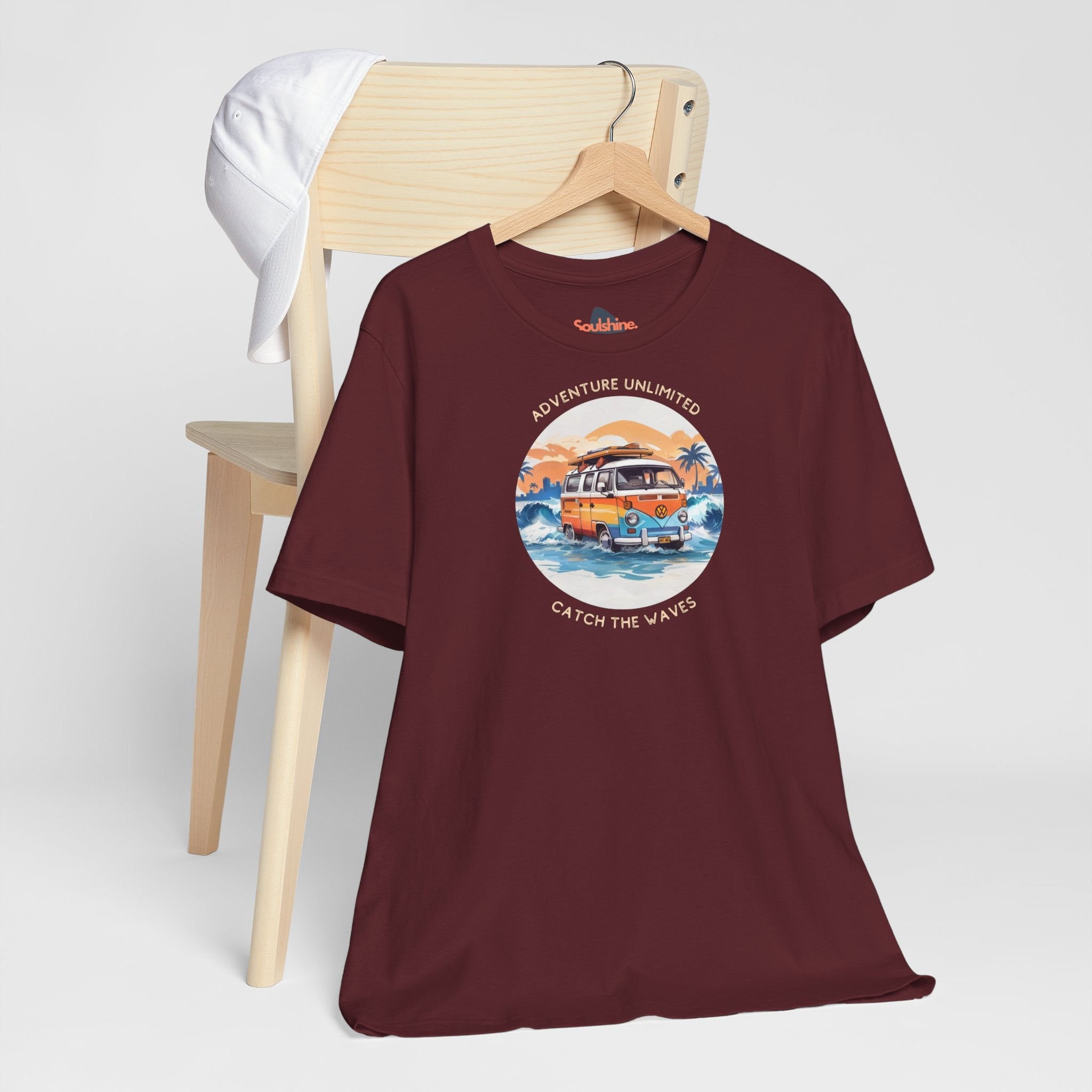 Adventure Unlimited Surfing T-Shirt printed on Bella & Canvas item