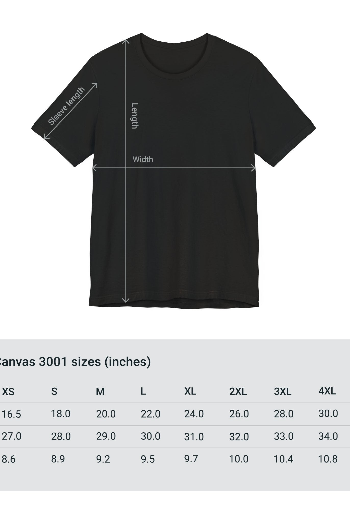 Adventure Unlimited black t-shirt with size measurements, direct-to-garment printed item