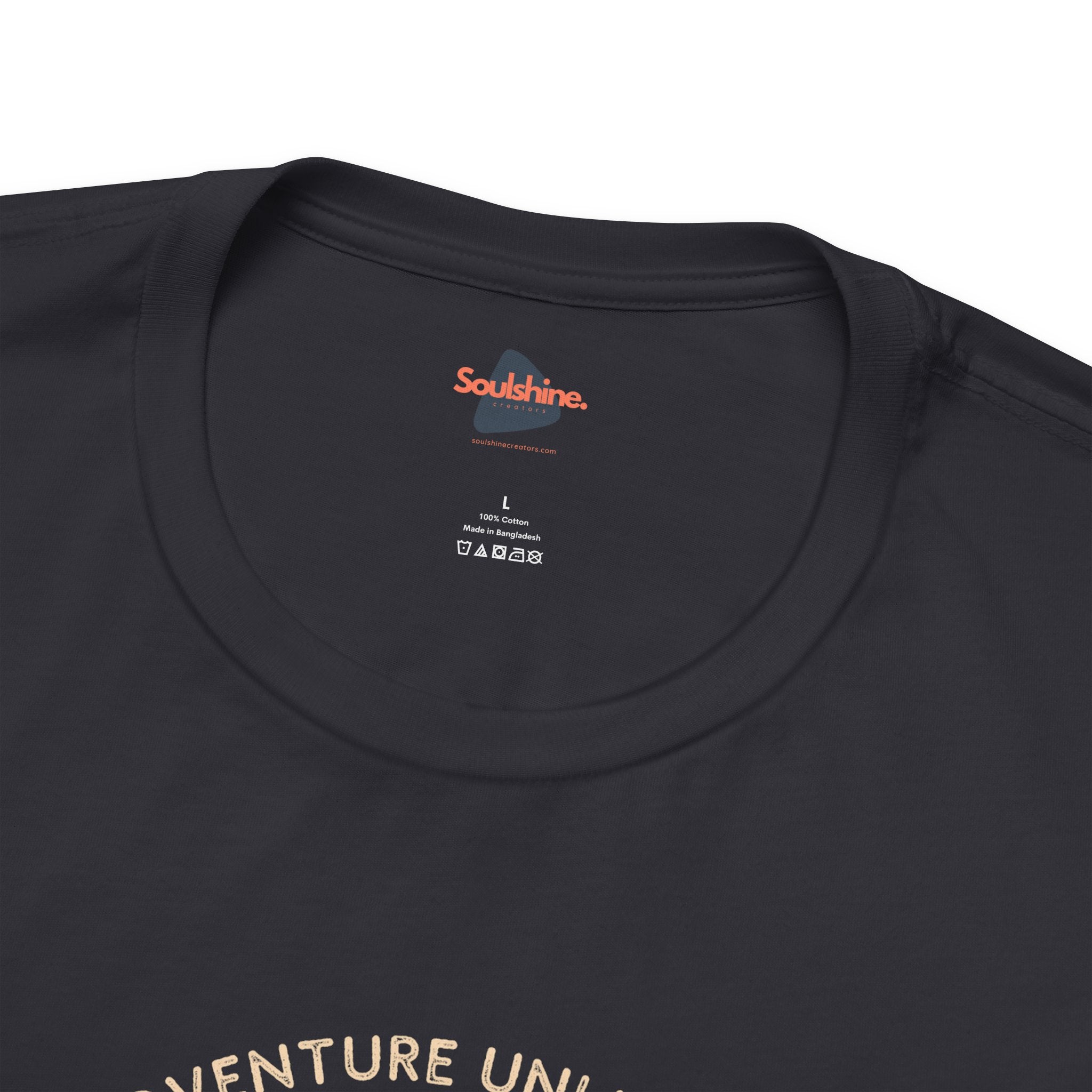Adventure Unlimited black t-shirt with printed design