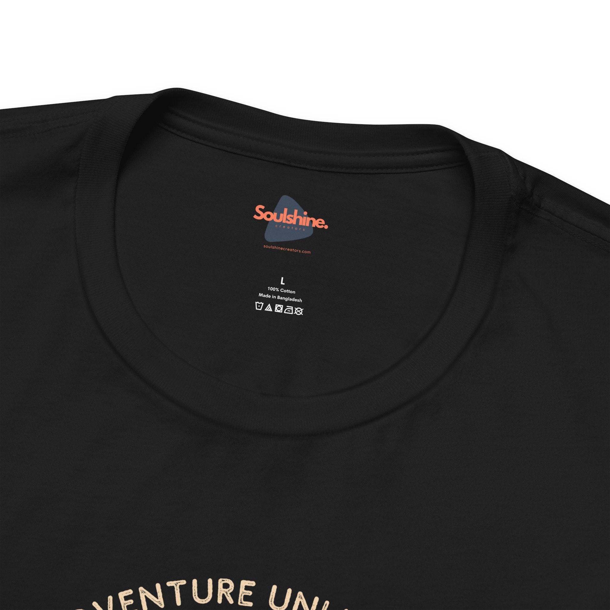 Adventure Unlimited - Unisex Jersey Short Sleeve Tee - Back of Black T-Shirt with Printed Design
