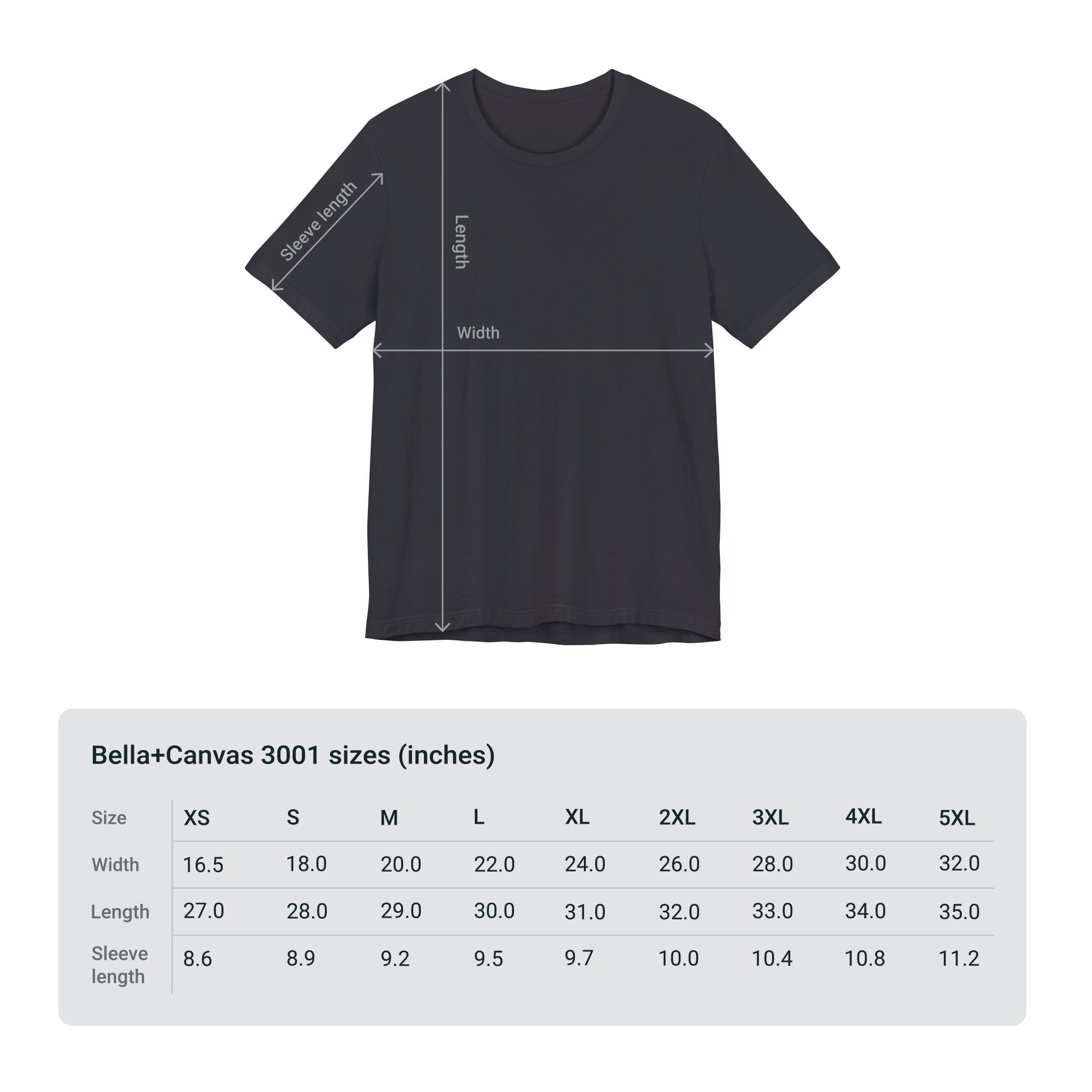 Adventure Unlimited black t-shirt with size measurements printed - direct-to-garment item