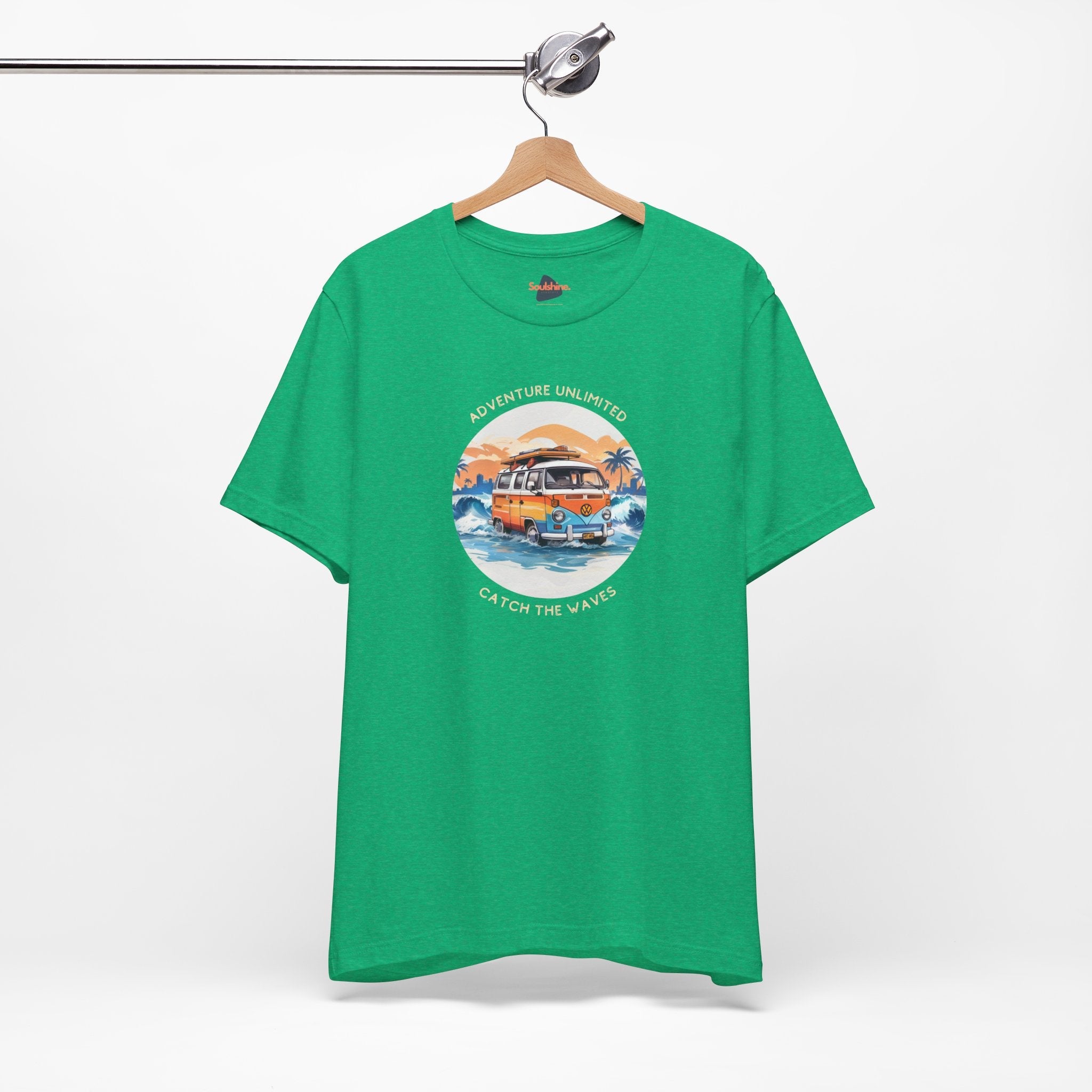 Adventure Unlimited green t shirt with ’ ’ on it - direct-to-garment printed item