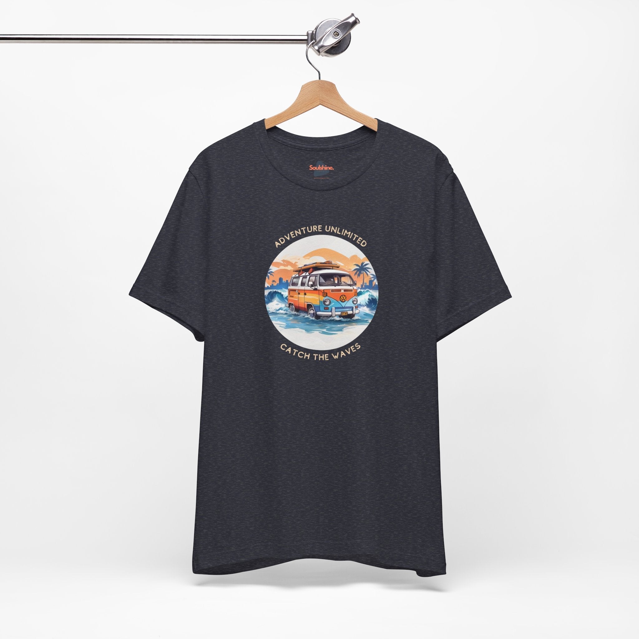 Adventure Unlimited boat-printed black unisex jersey tee - direct-to-garment printed item