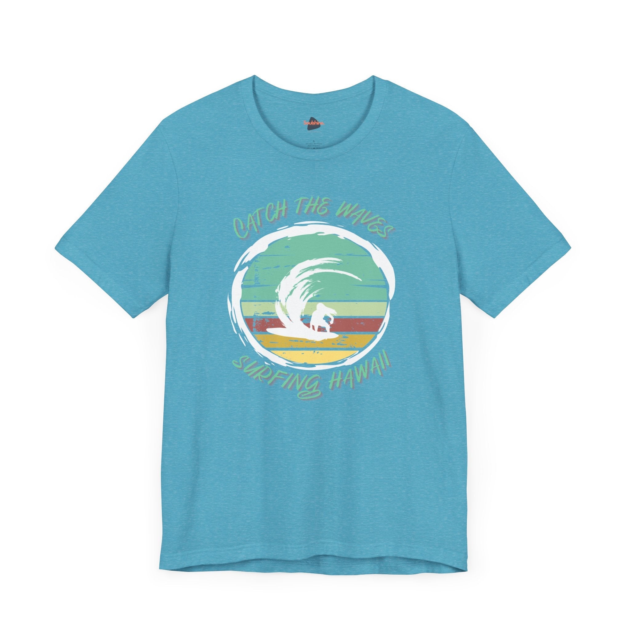 Blue surf logo t-shirt, direct-to-garment printed item