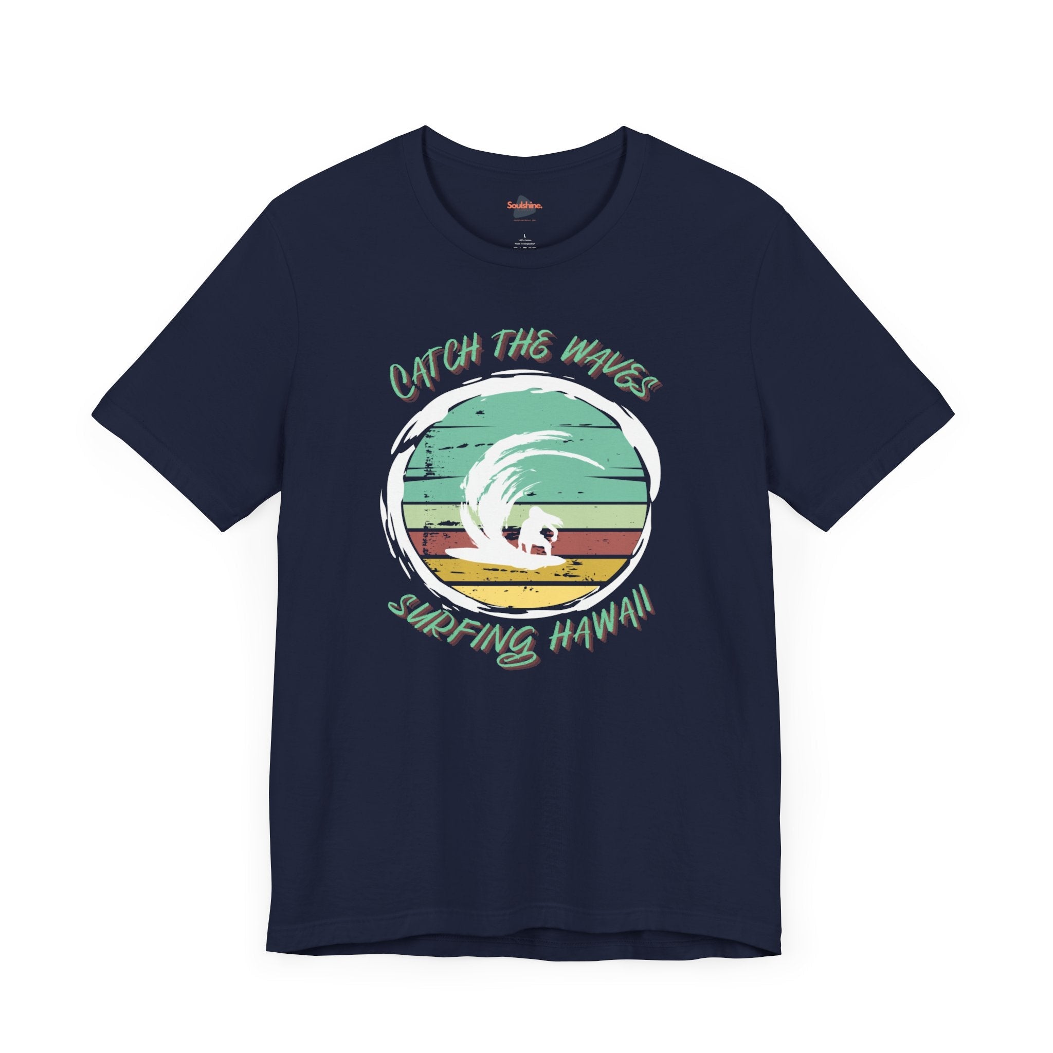 Navy Surfing T-Shirt with Logo - Unisex Jersey Short Sleeve Tee - Direct-to-Garment Printed Item