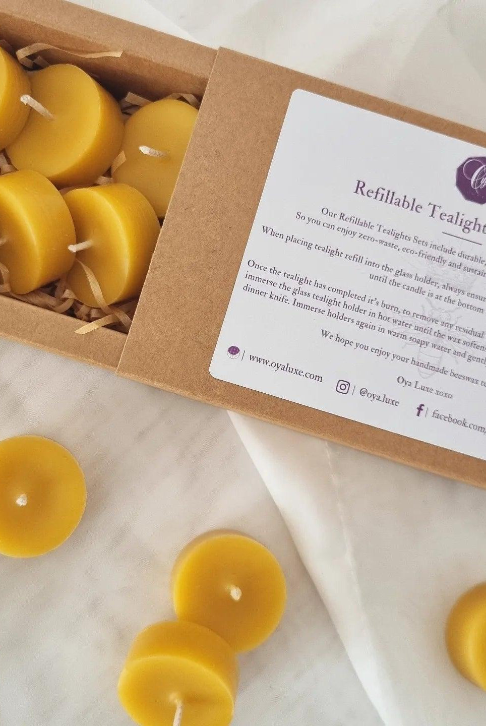 Glass Tealight Refills (10 pure beeswax tealight candles) - Soulshinecreators - beeswax candles