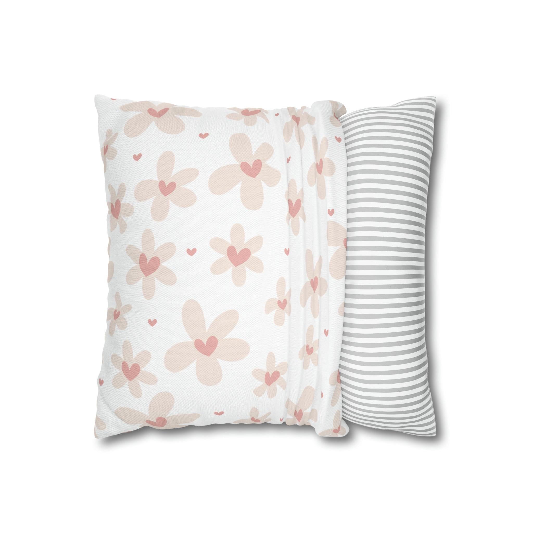 Happy Flowers - Spun Polyester Square Pillow Case - Soulshinecreators