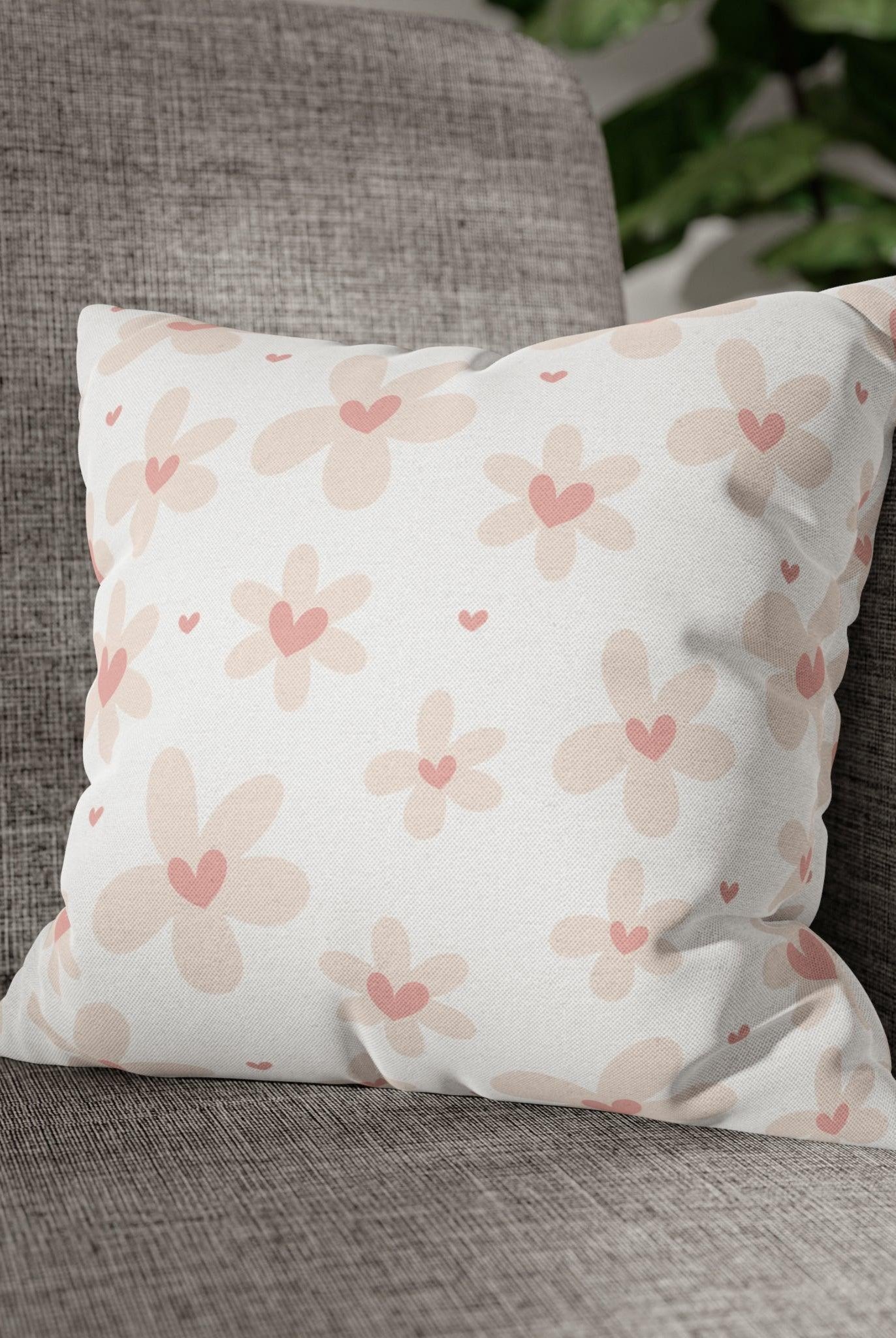 Happy Flowers - Spun Polyester Square Pillow Case - Soulshinecreators