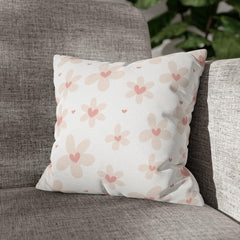 Happy Flowers - Spun Polyester Square Pillow Case