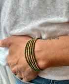 Hunter Green Gold-Striped Beaded 5-Wrap Bracelet - Soulshinecreators