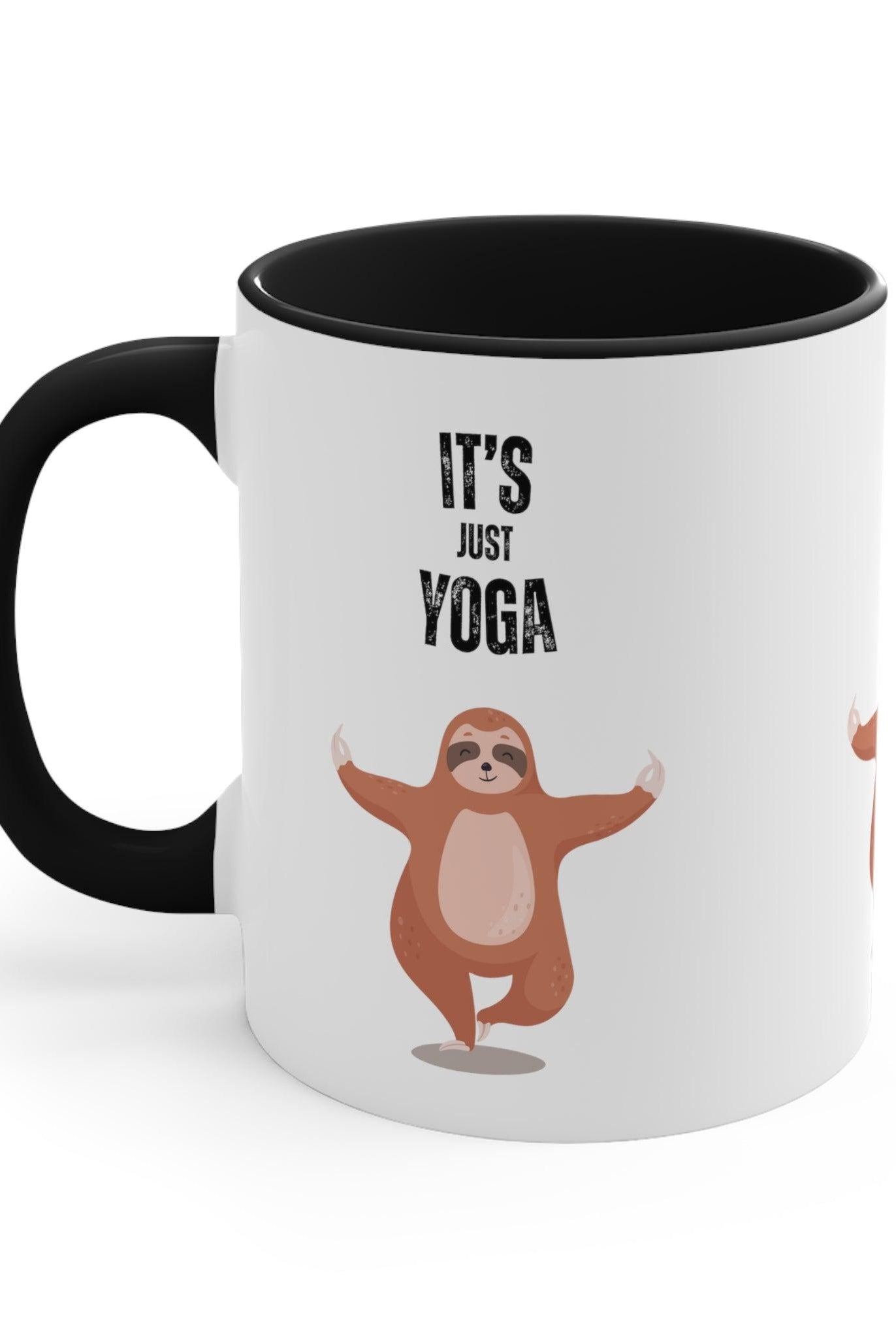 It's Just Yoga Black - Accent Coffee Mug, 11oz - Soulshinecreators - 11 oz