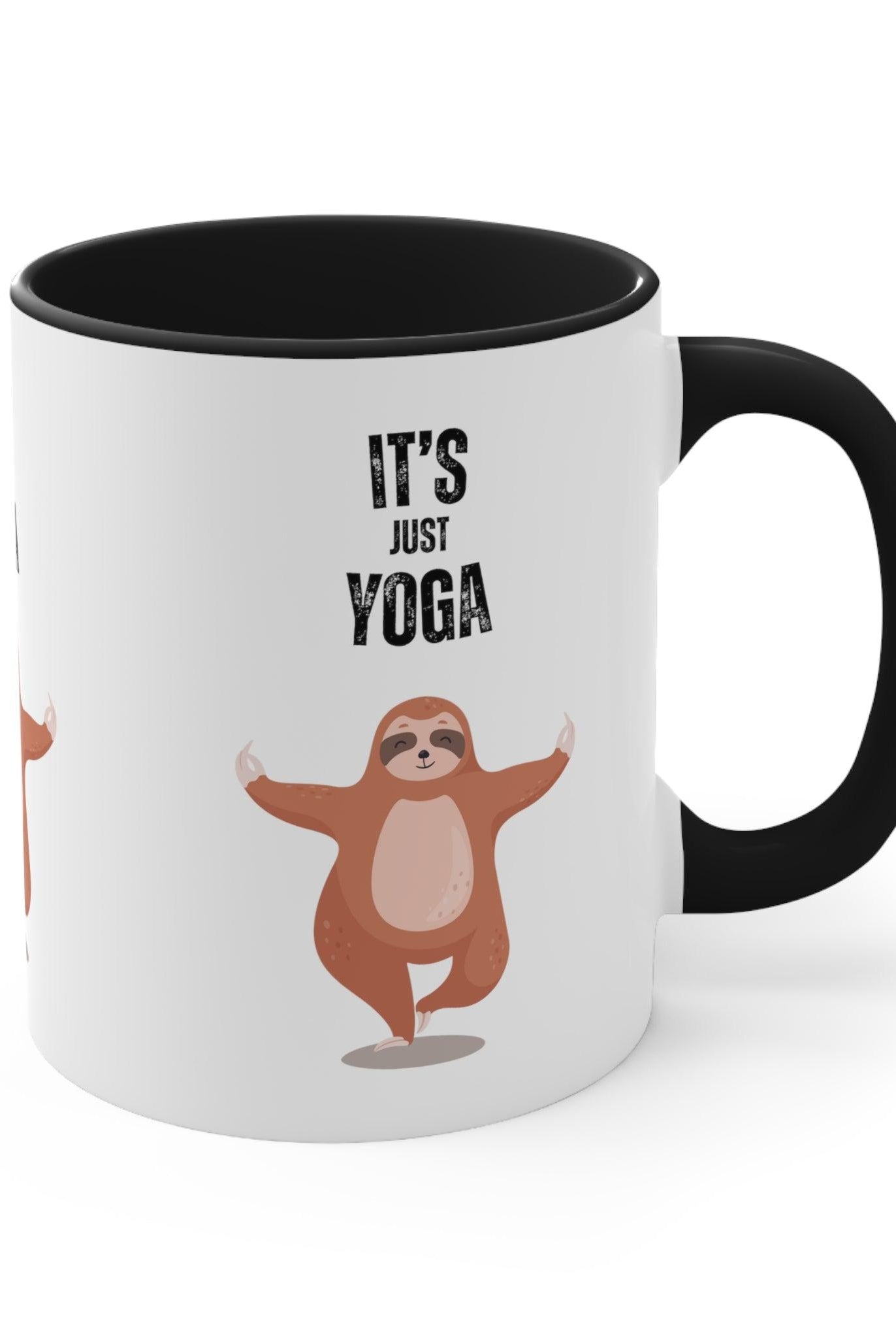 It's Just Yoga Black - Accent Coffee Mug, 11oz - Soulshinecreators - 11 oz