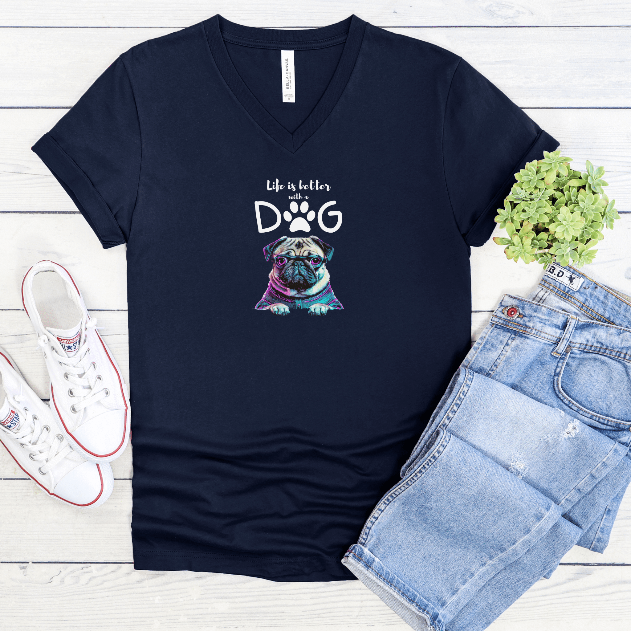 Life is Better with a Dog - Pug - Soulshinecreators - Cotton