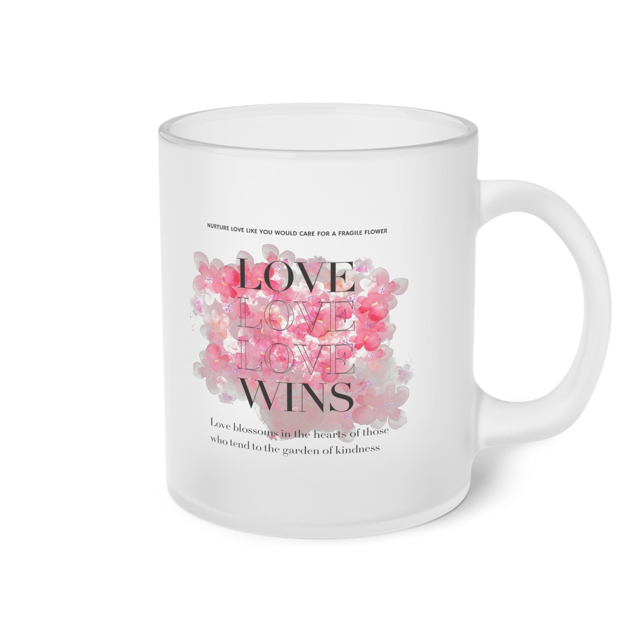 Love Love Love Wins - Frosted Glass Mug - Soulshinecreators - 11 oz