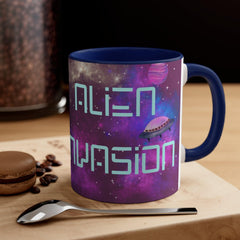 Mug "Alien Invasion" - Alien Cat - Accent Coffee Mug, 11oz