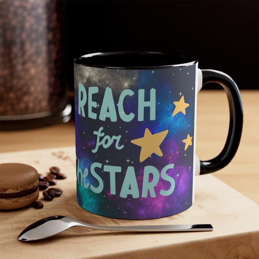 Mug "Reach for the Stars" - Cat Astronaut - Accent Coffee Mug, 11oz - Soulshinecreators