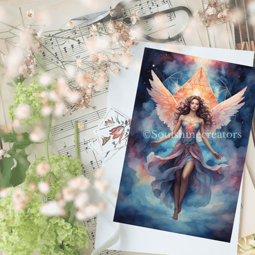 Whispering Willow high quality card featuring woman with wings and flowers